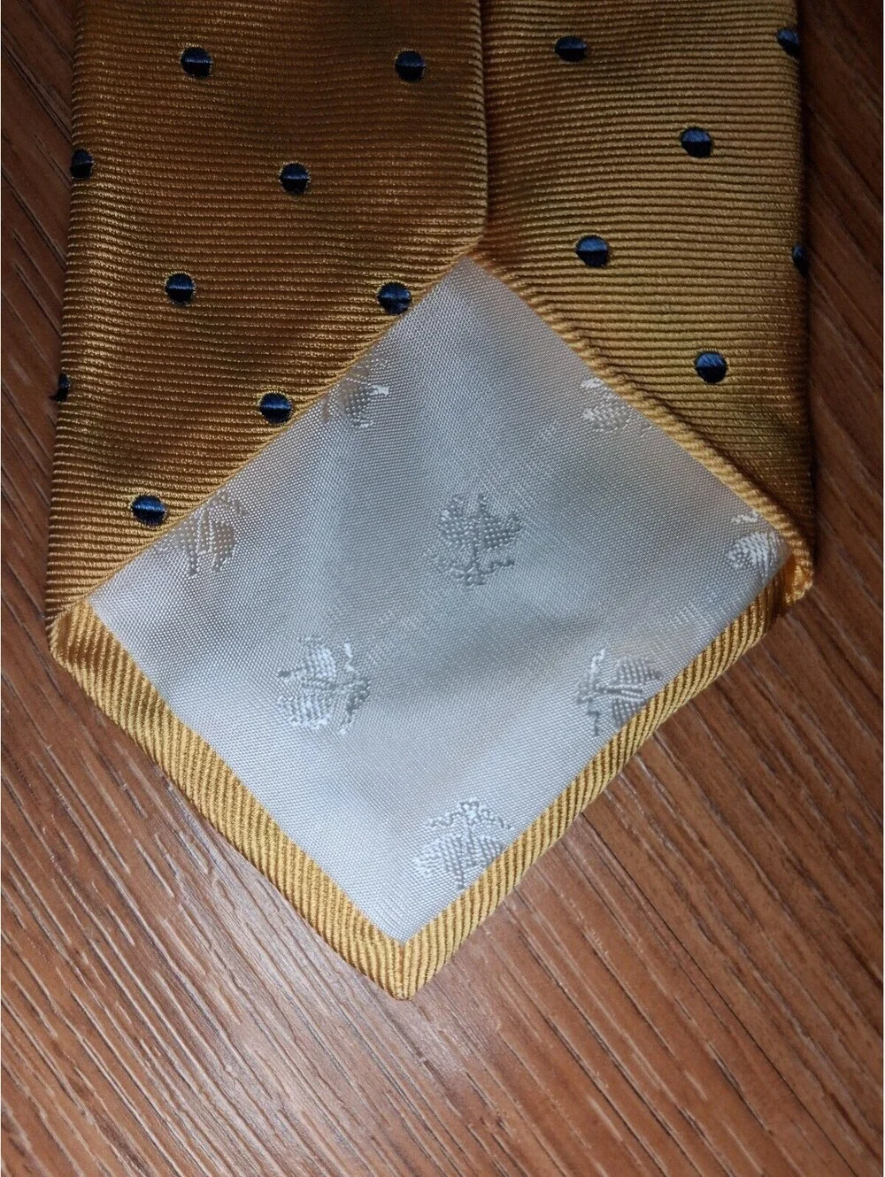 Brooks Brothers Silk Tie Yellow Polka Dot Made in USA Wide